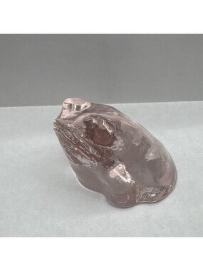 Pink Art Glass Frog Paperweight Figurine